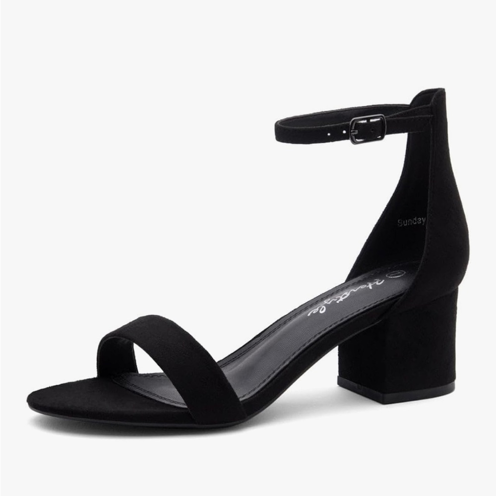 Herstyle Elegant Black Ankle Strap Heels from Amazon